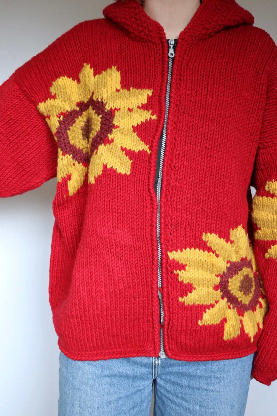 The Knitted Sunflowers - vintage cardigan - S up to L/XL