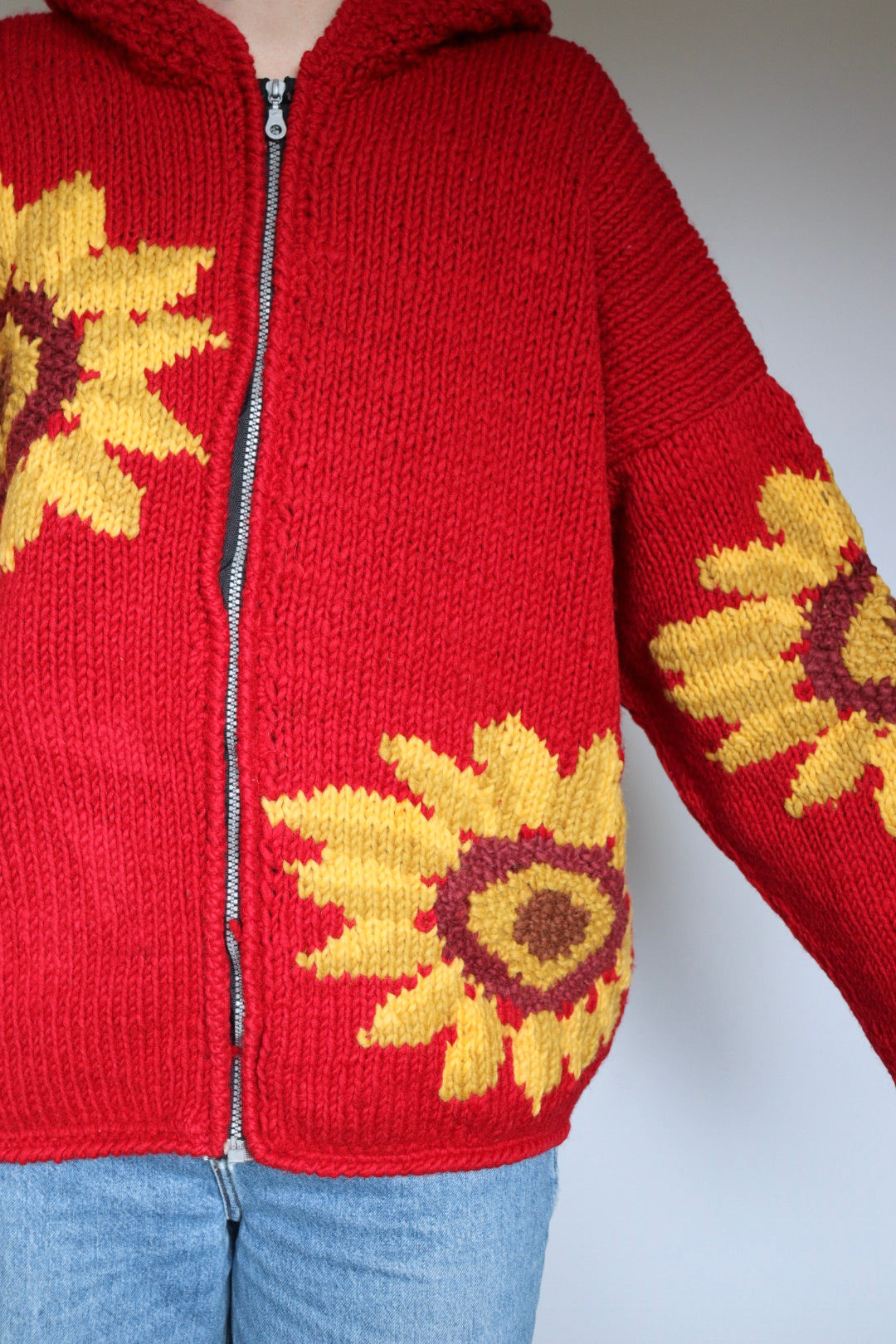 The Knitted Sunflowers - vintage cardigan - S up to L/XL