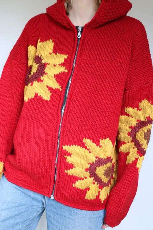 The Knitted Sunflowers - vintage cardigan - S up to L/XL