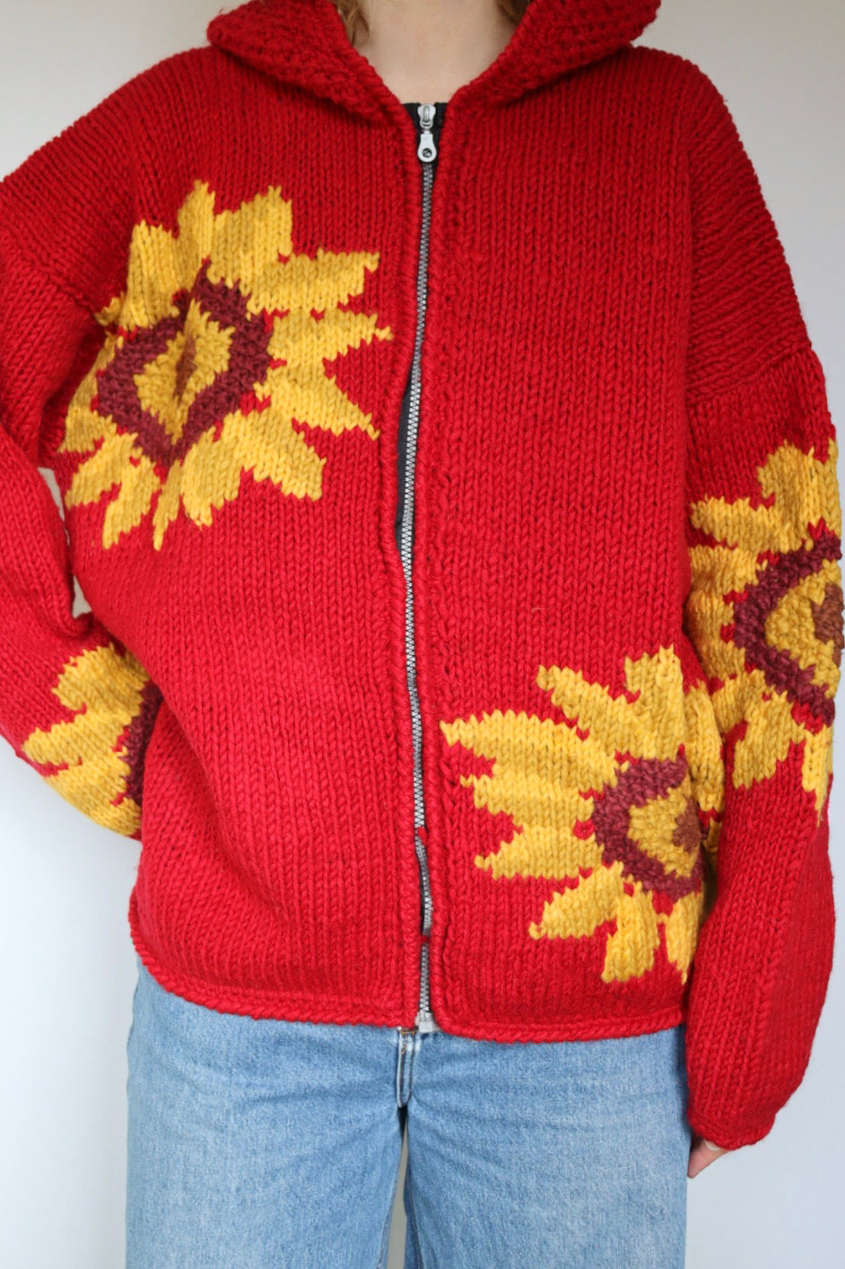 The Knitted Sunflowers - vintage cardigan - S up to L/XL