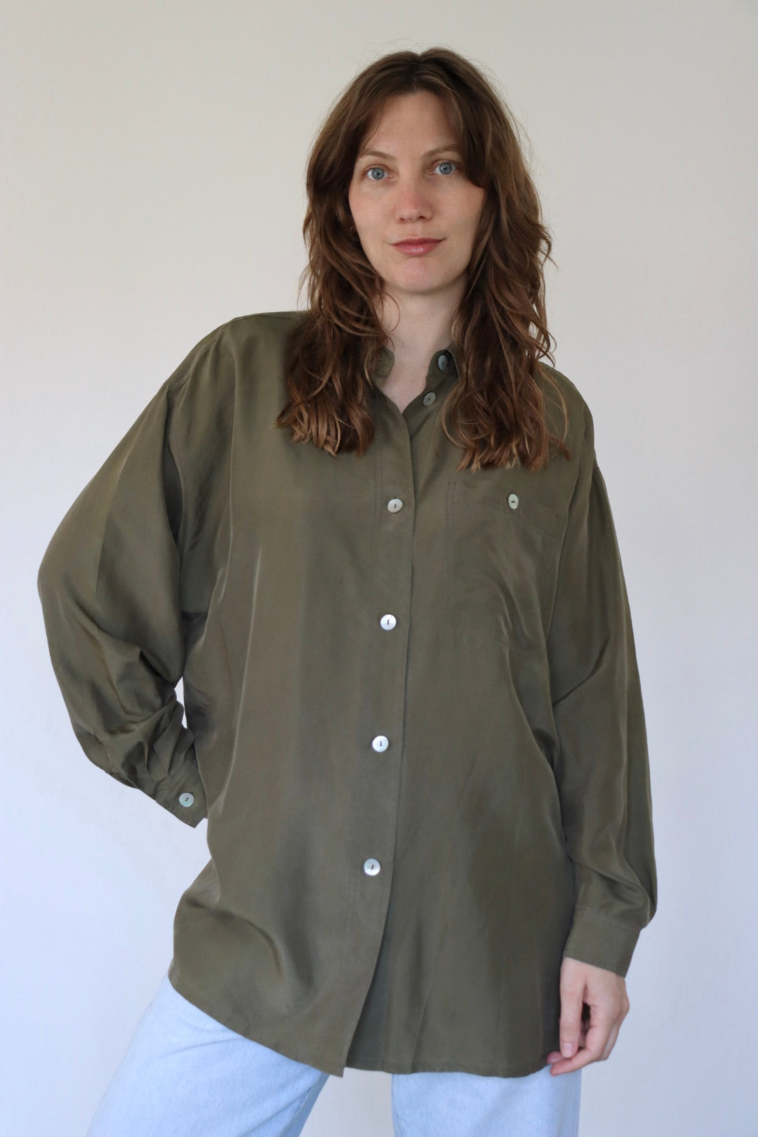 The Olive Branch - silk blouse - S up to XL
