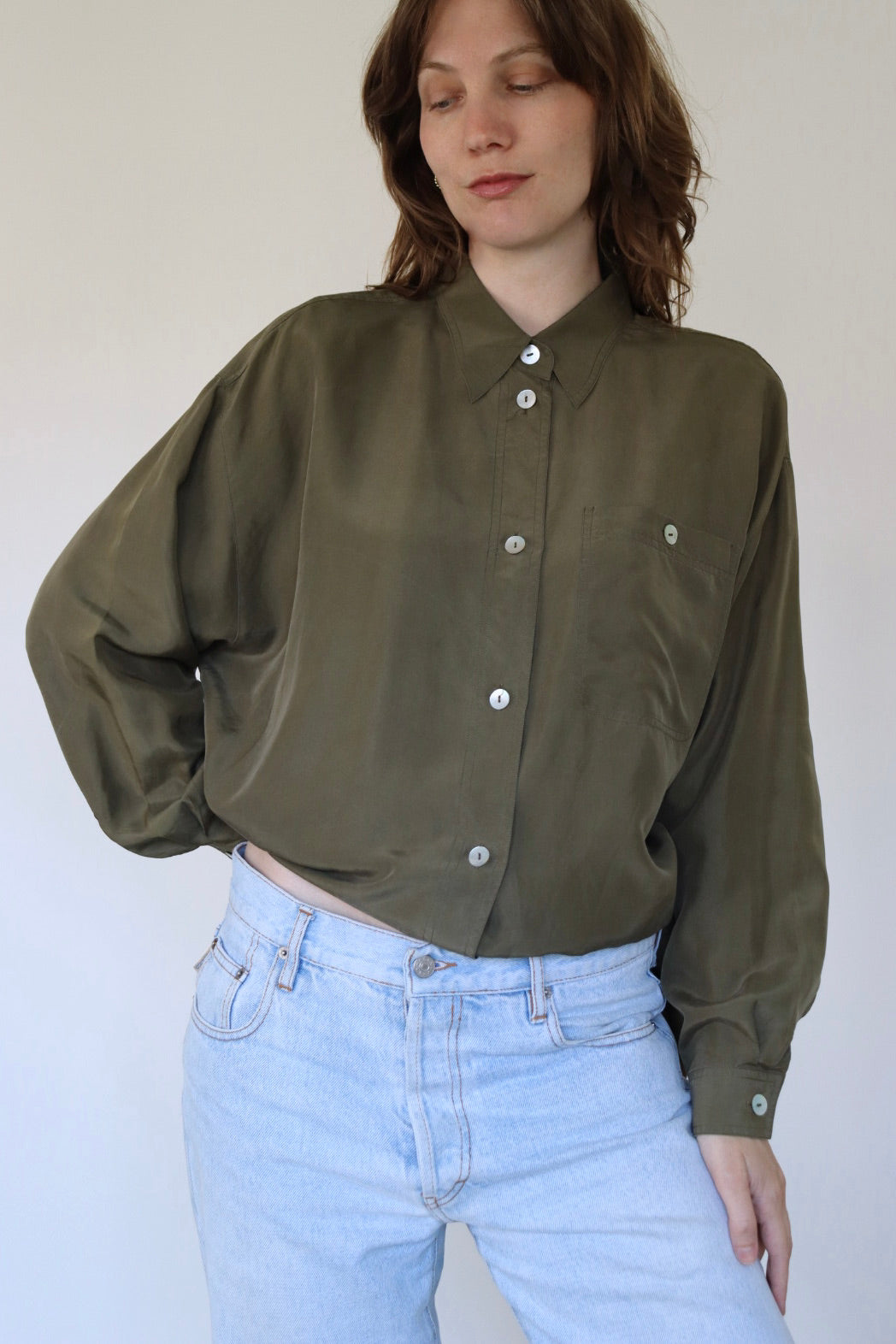 The Olive Branch - silk blouse - S up to XL