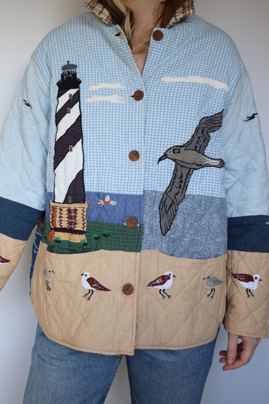 The Patch Magic 'Lighthouse' - vintage cotton quilted jacket - S up to M/L