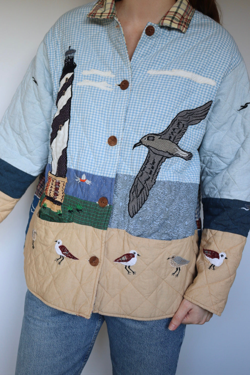The Patch Magic 'Lighthouse' - vintage cotton quilted jacket - S up to M/L