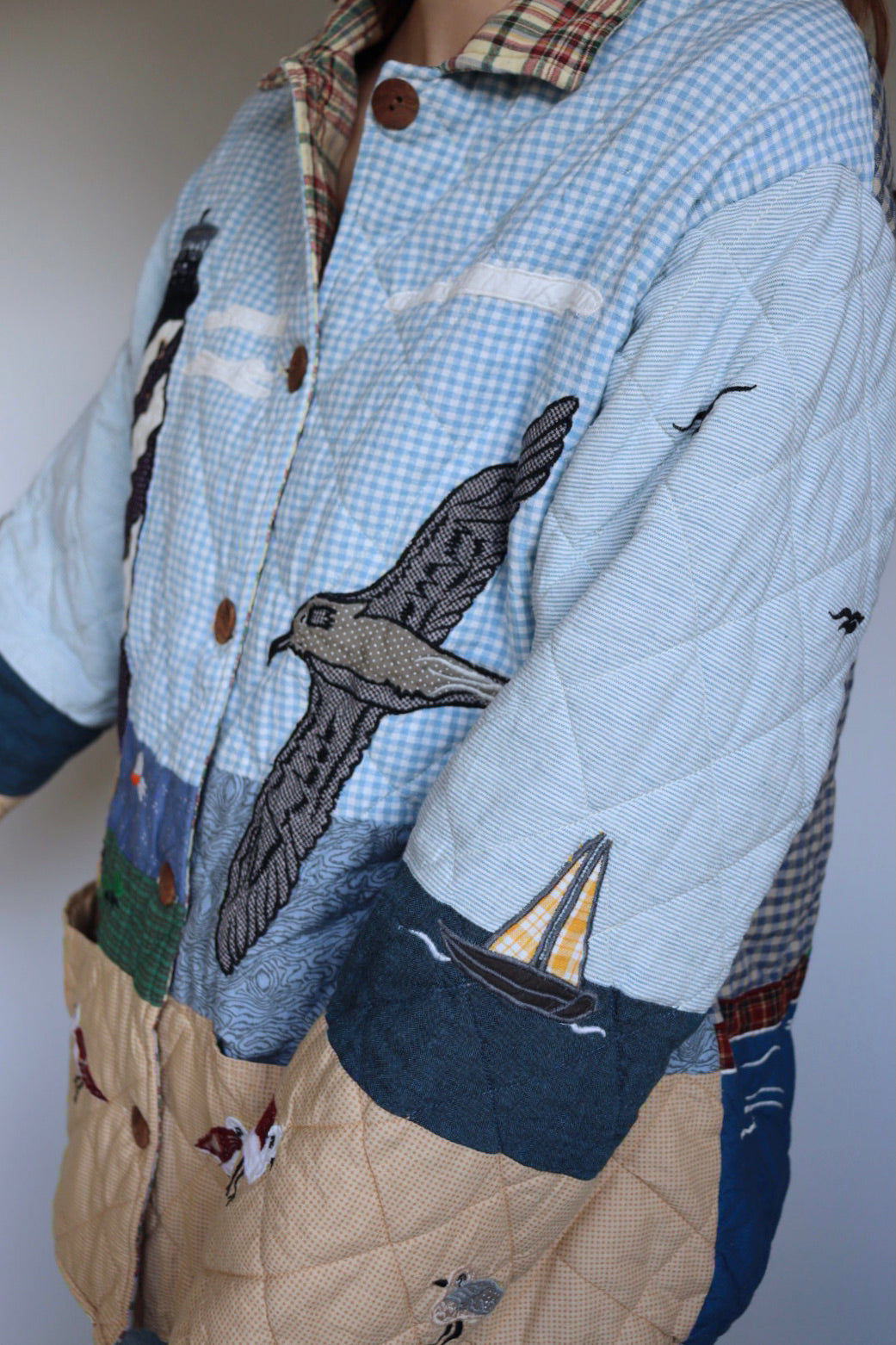 The Patch Magic 'Lighthouse' - vintage cotton quilted jacket - S up to M/L