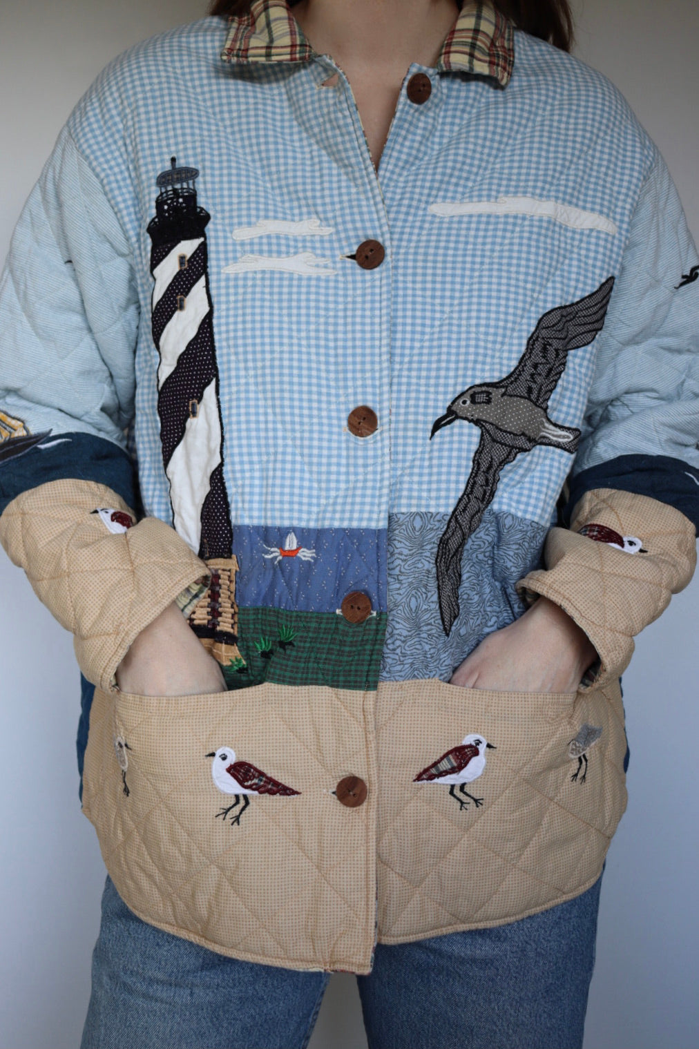 The Patch Magic 'Lighthouse' - vintage cotton quilted jacket - S up to M/L