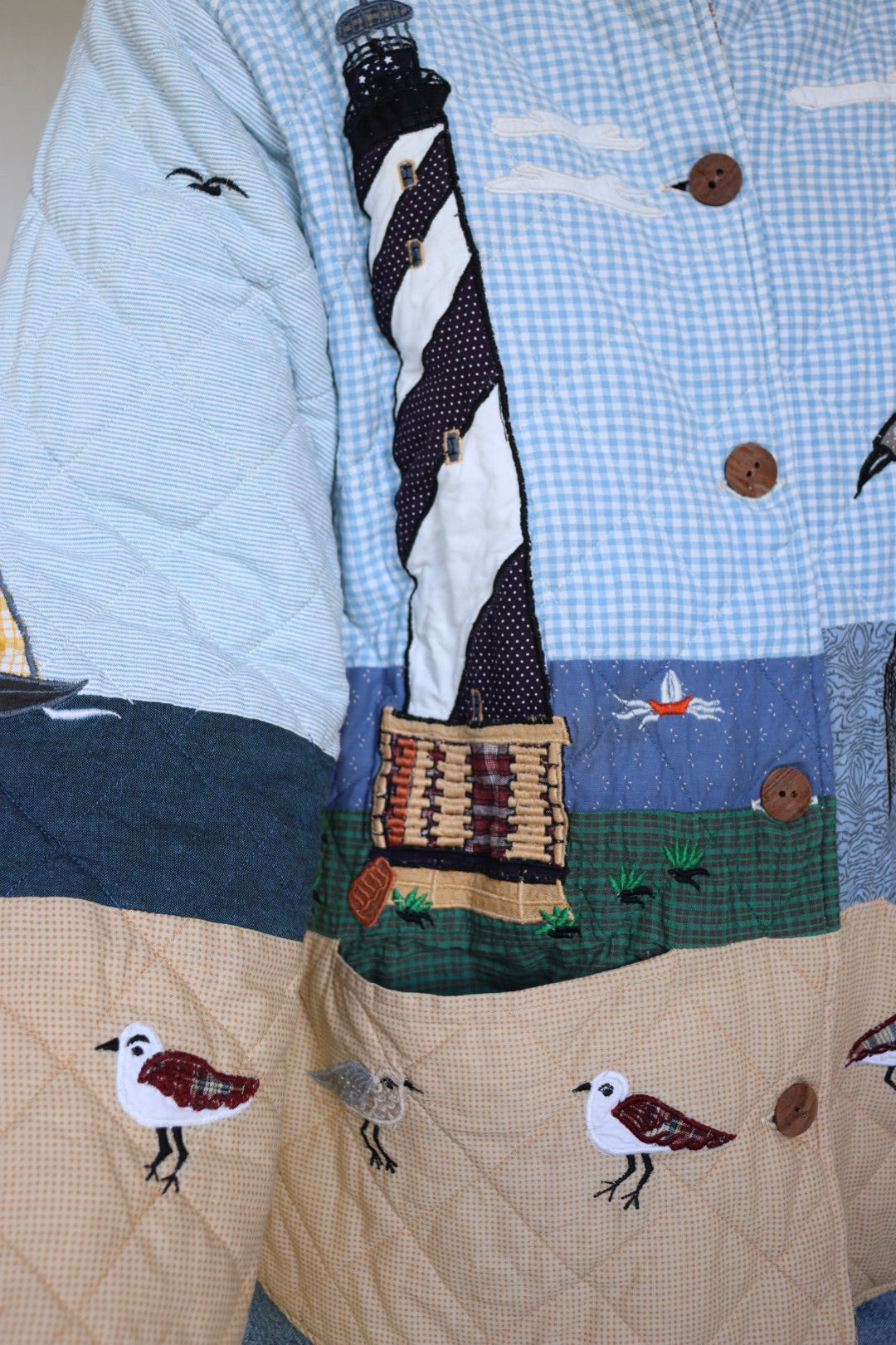 The Patch Magic 'Lighthouse' - vintage cotton quilted jacket - S up to M/L