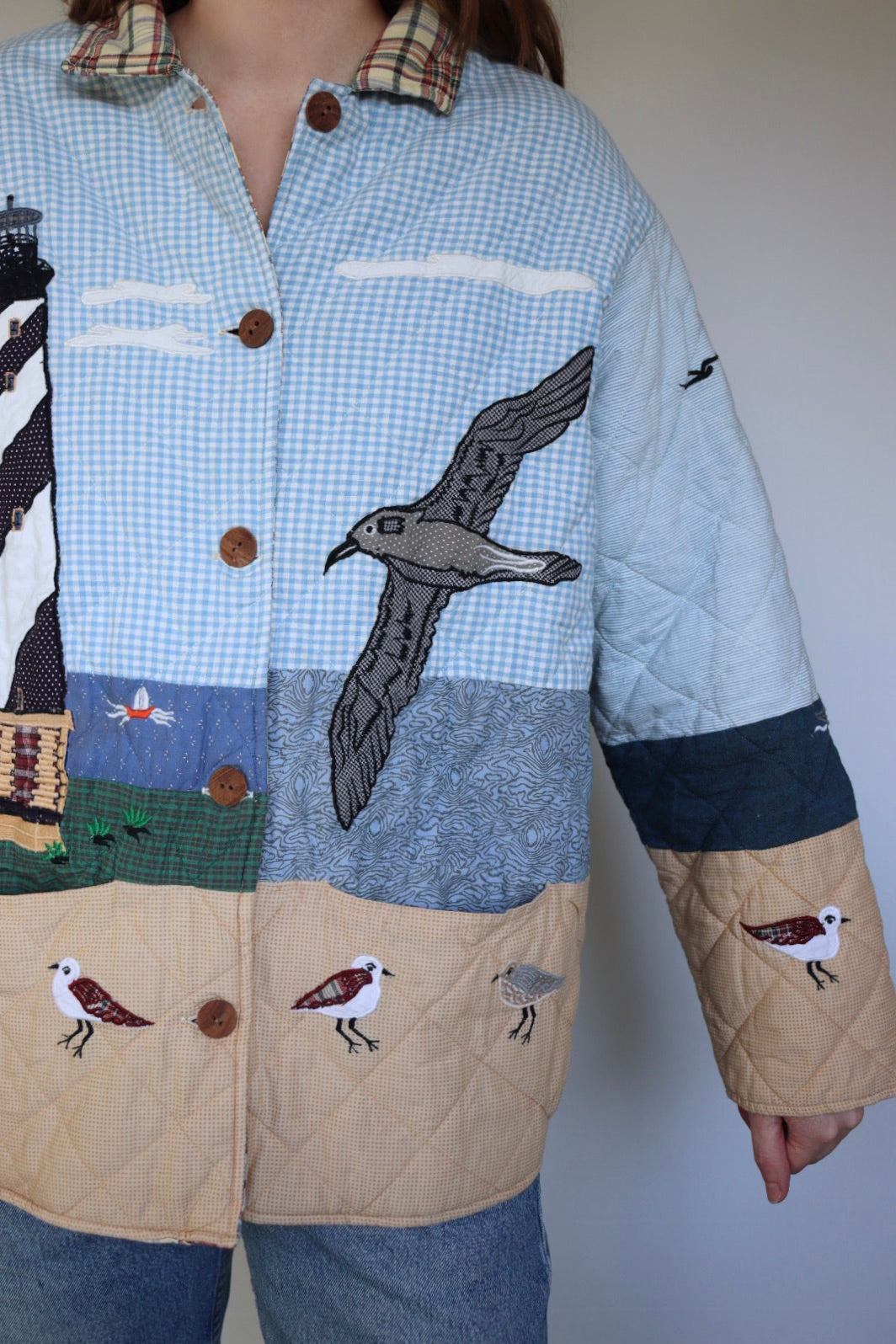 The Patch Magic 'Lighthouse' - vintage cotton quilted jacket - S up to M/L