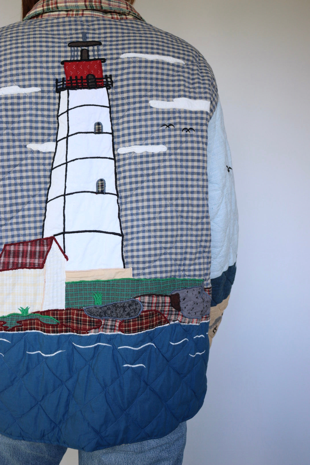 The Patch Magic 'Lighthouse' - vintage cotton quilted jacket - S up to M/L
