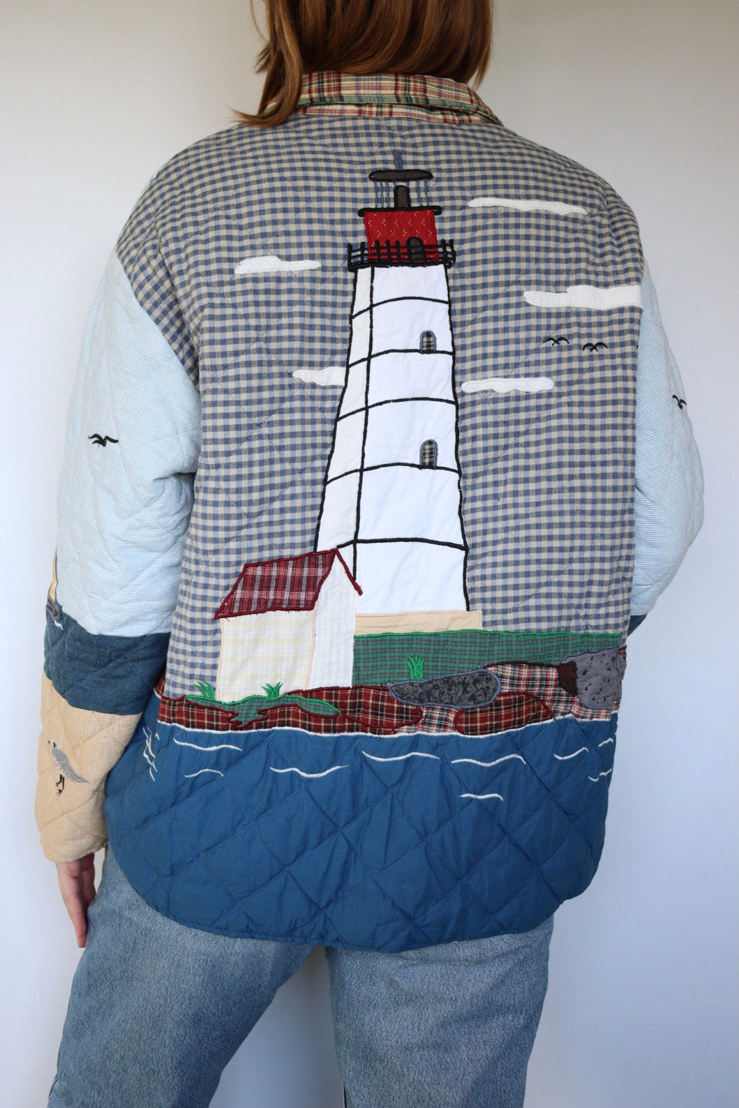 The Patch Magic 'Lighthouse' - vintage cotton quilted jacket - S up to M/L