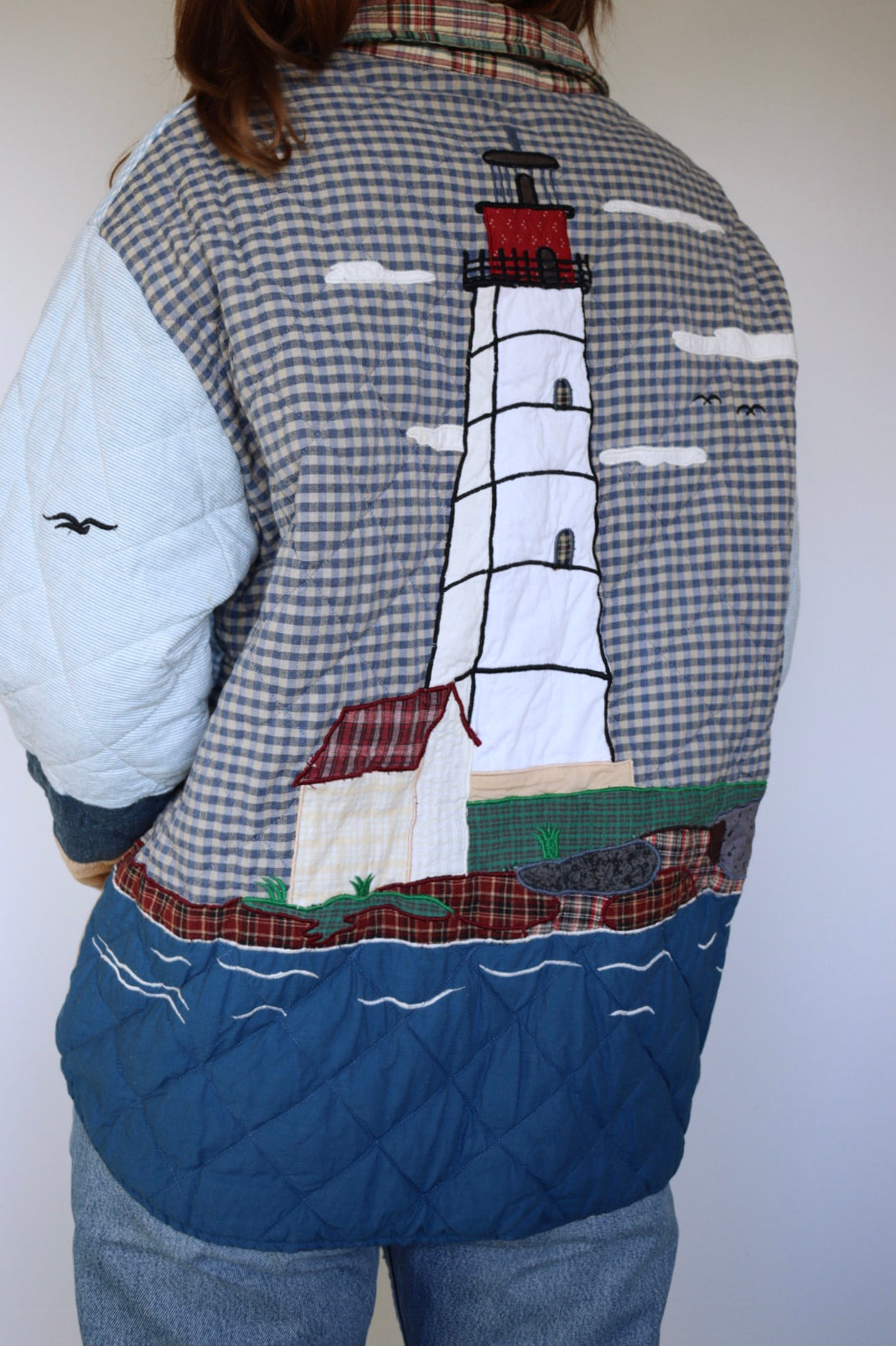The Patch Magic 'Lighthouse' - vintage cotton quilted jacket - S up to M/L