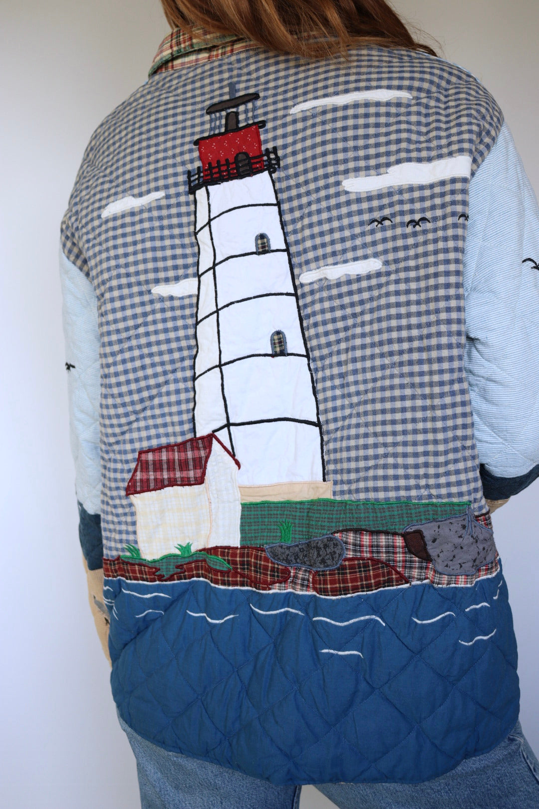 The Patch Magic 'Lighthouse' - vintage cotton quilted jacket - S up to M/L