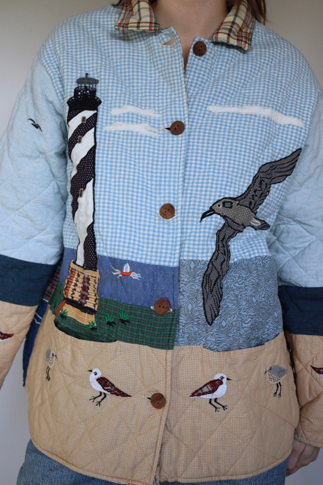 The Patch Magic 'Lighthouse' - vintage cotton quilted jacket - S up to M/L