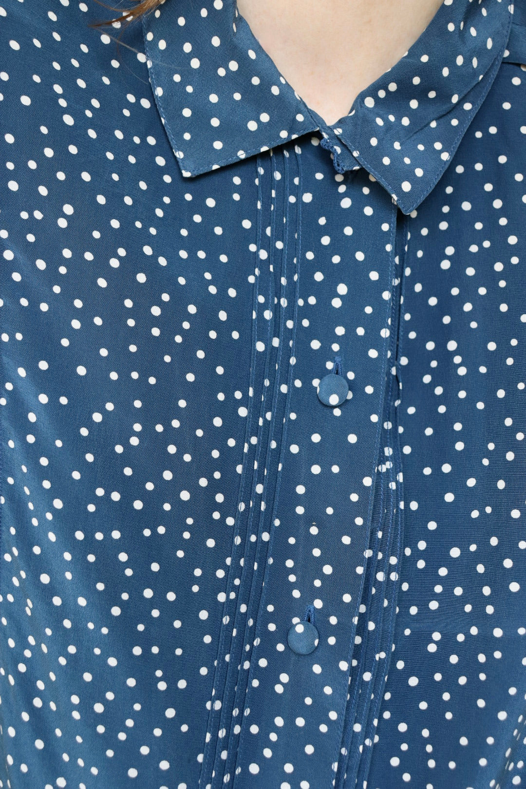 The Polkadot Blue - silk blouse - S up to M