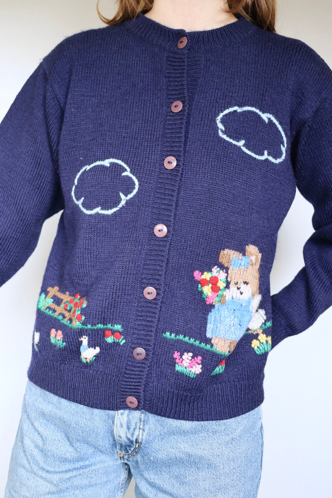 The Garden Party - vintage embroidered cardigan - S up to M