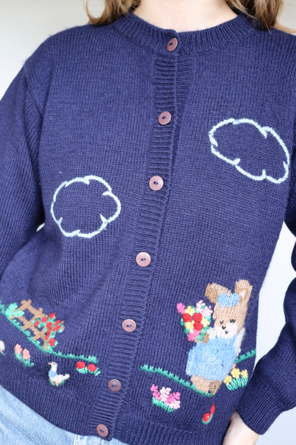 The Garden Party - vintage embroidered cardigan - S up to M