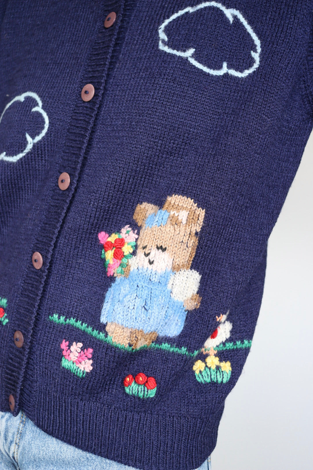 The Garden Party - vintage embroidered cardigan - S up to M