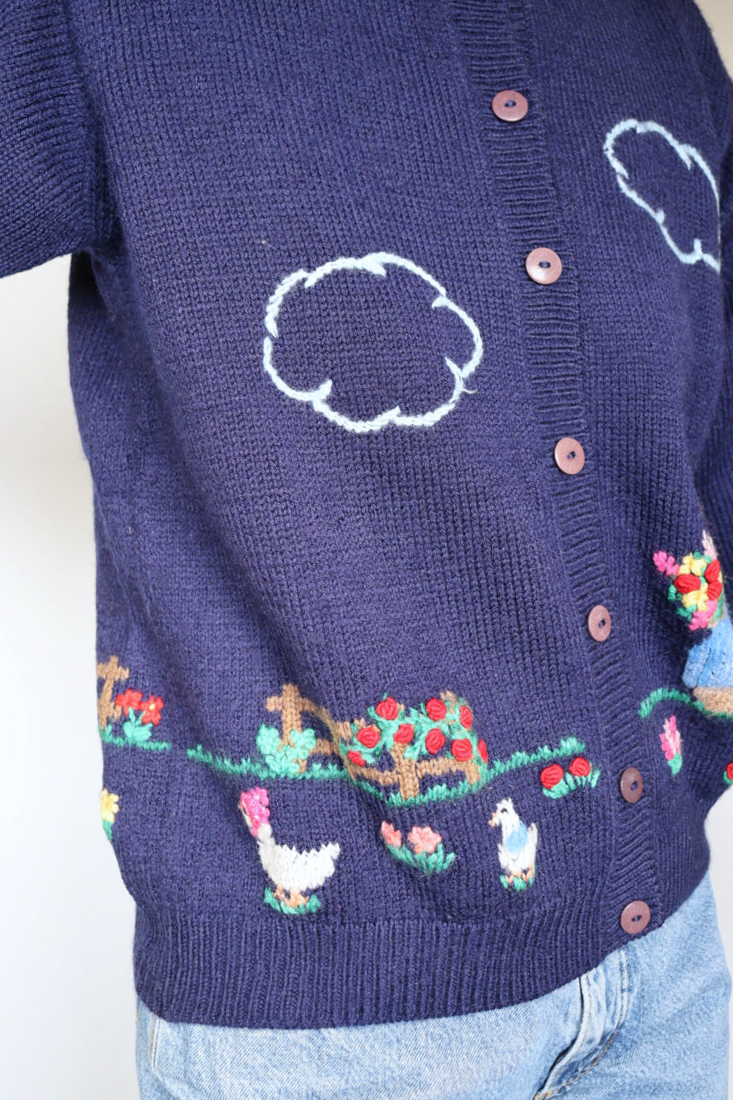 The Garden Party - vintage embroidered cardigan - S up to M
