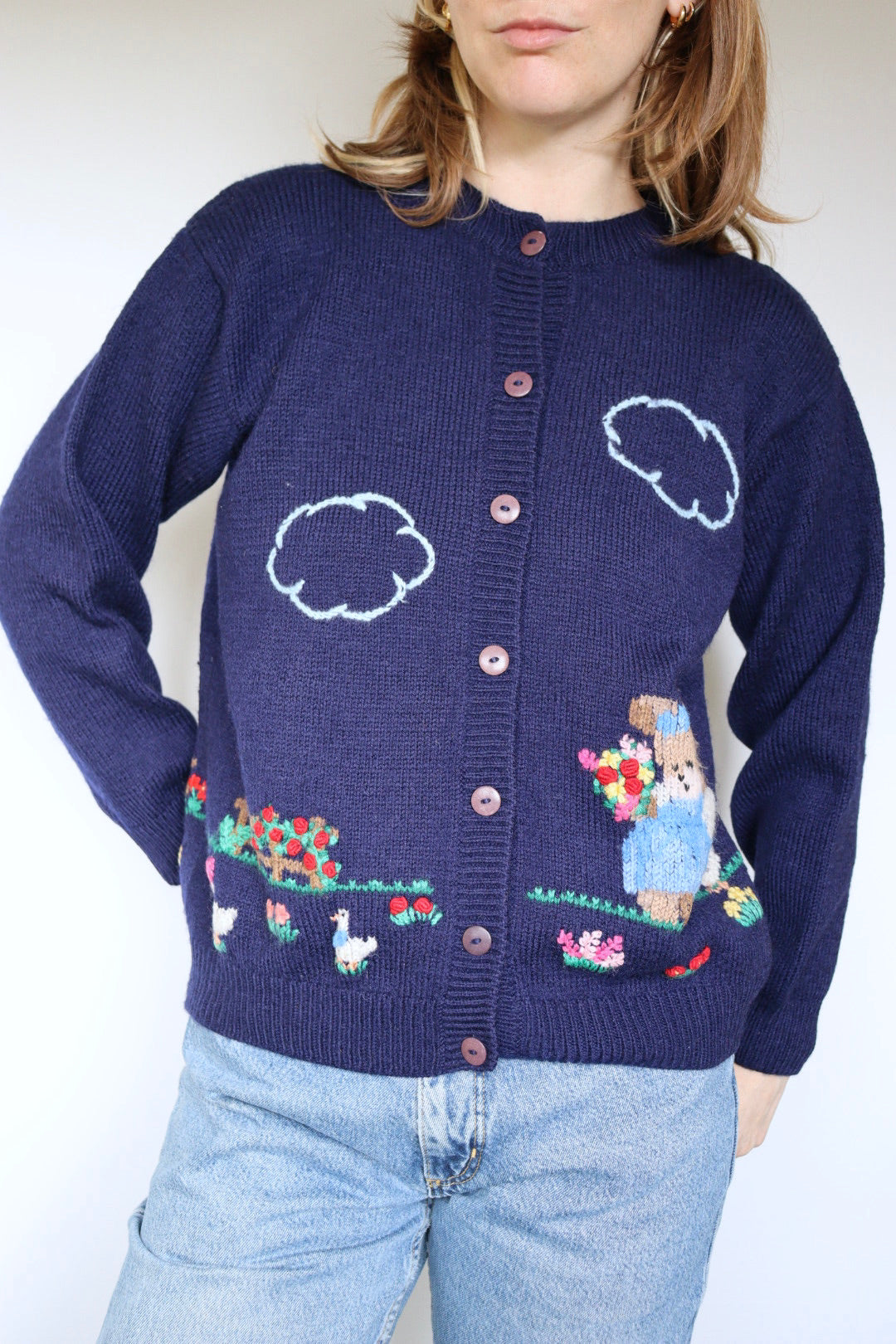 The Garden Party - vintage embroidered cardigan - S up to M