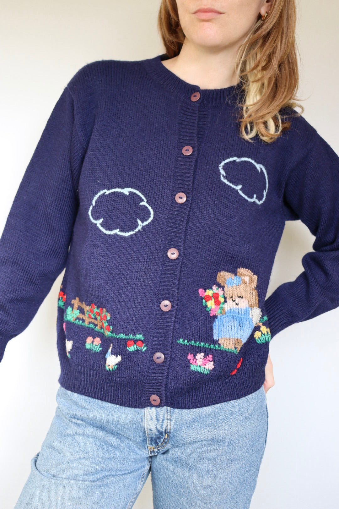The Garden Party - vintage embroidered cardigan - S up to M