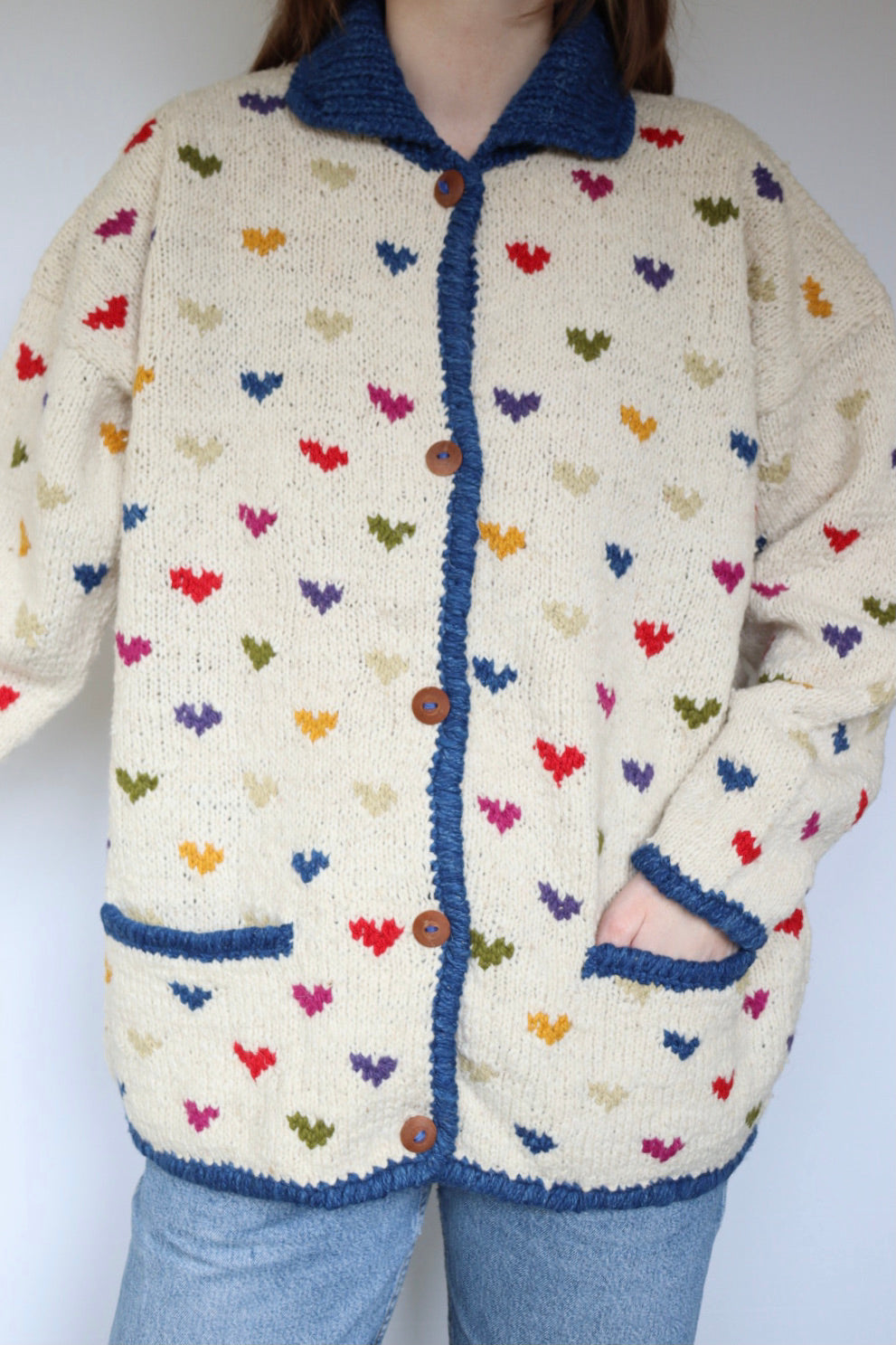 The Bolivia Hearts - vintage hand-knitted sweater - S up to XL