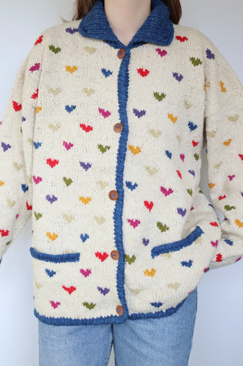 The Bolivia Hearts - vintage hand-knitted sweater - S up to XL