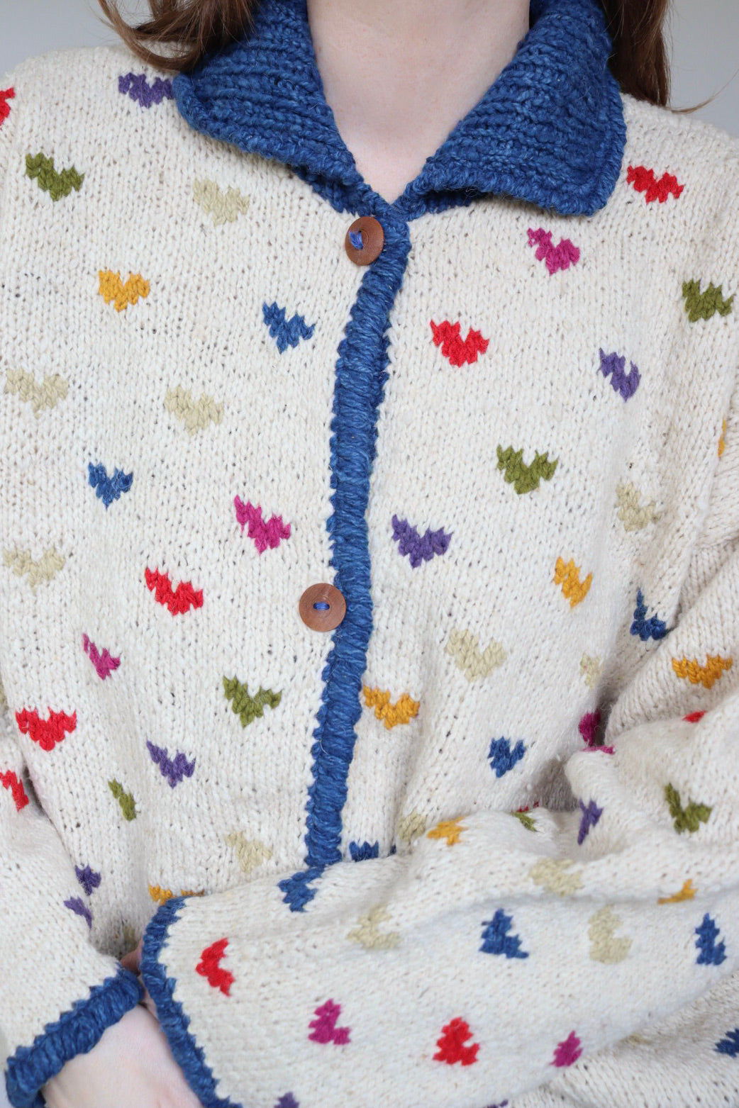 The Bolivia Hearts - vintage hand-knitted sweater - S up to XL