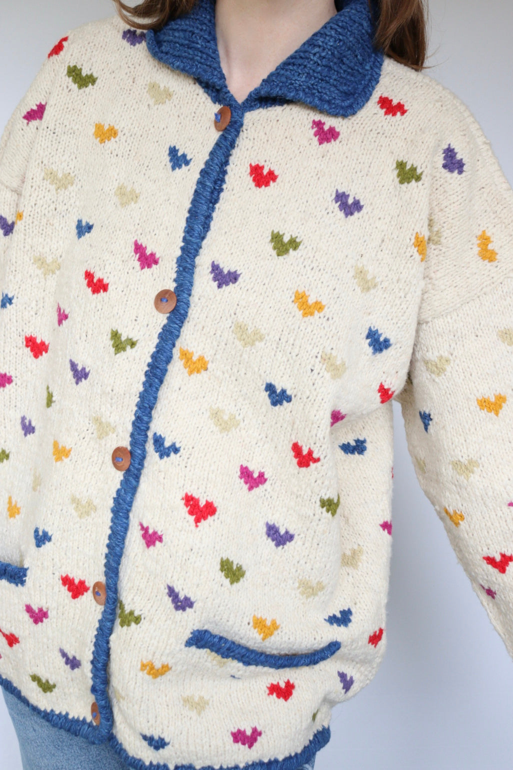The Bolivia Hearts - vintage hand-knitted sweater - S up to XL