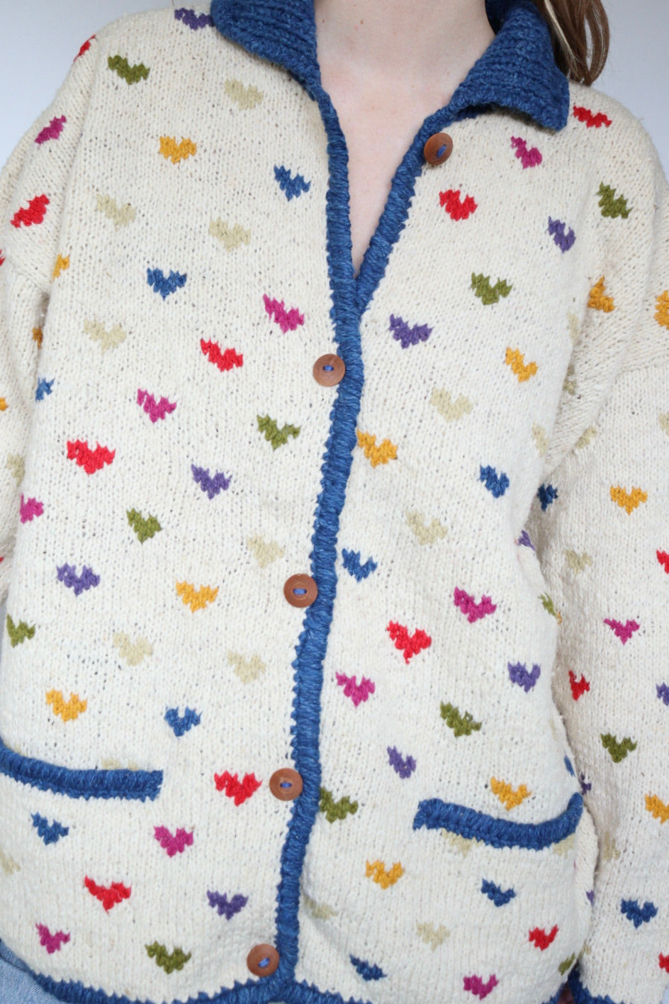 The Bolivia Hearts - vintage hand-knitted sweater - S up to XL