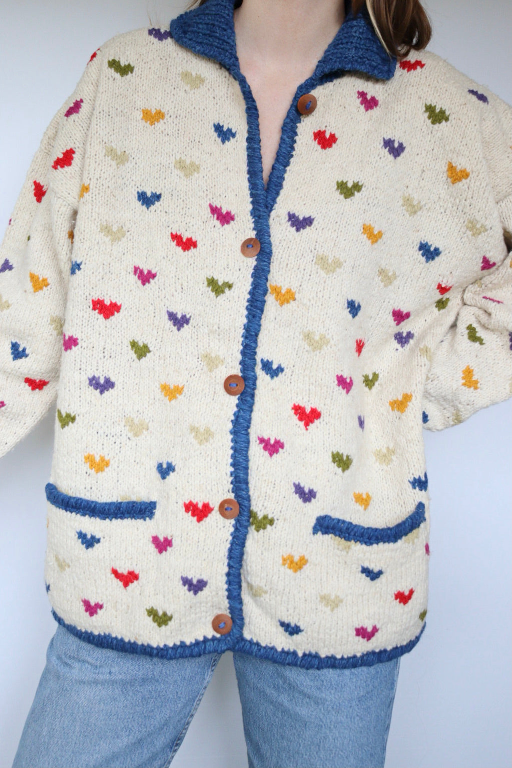 The Bolivia Hearts - vintage hand-knitted sweater - S up to XL