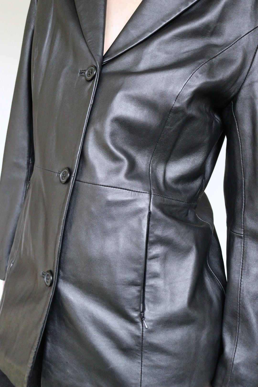 The Black Blazer - vintage leather blazer - S up to M