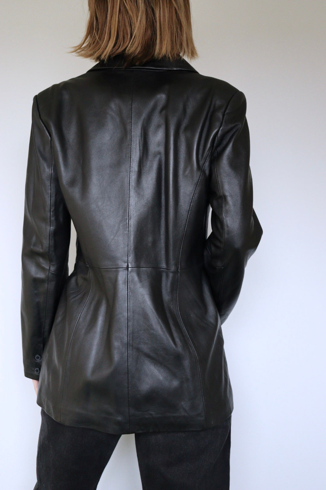 The Black Blazer - vintage leather blazer - S up to M