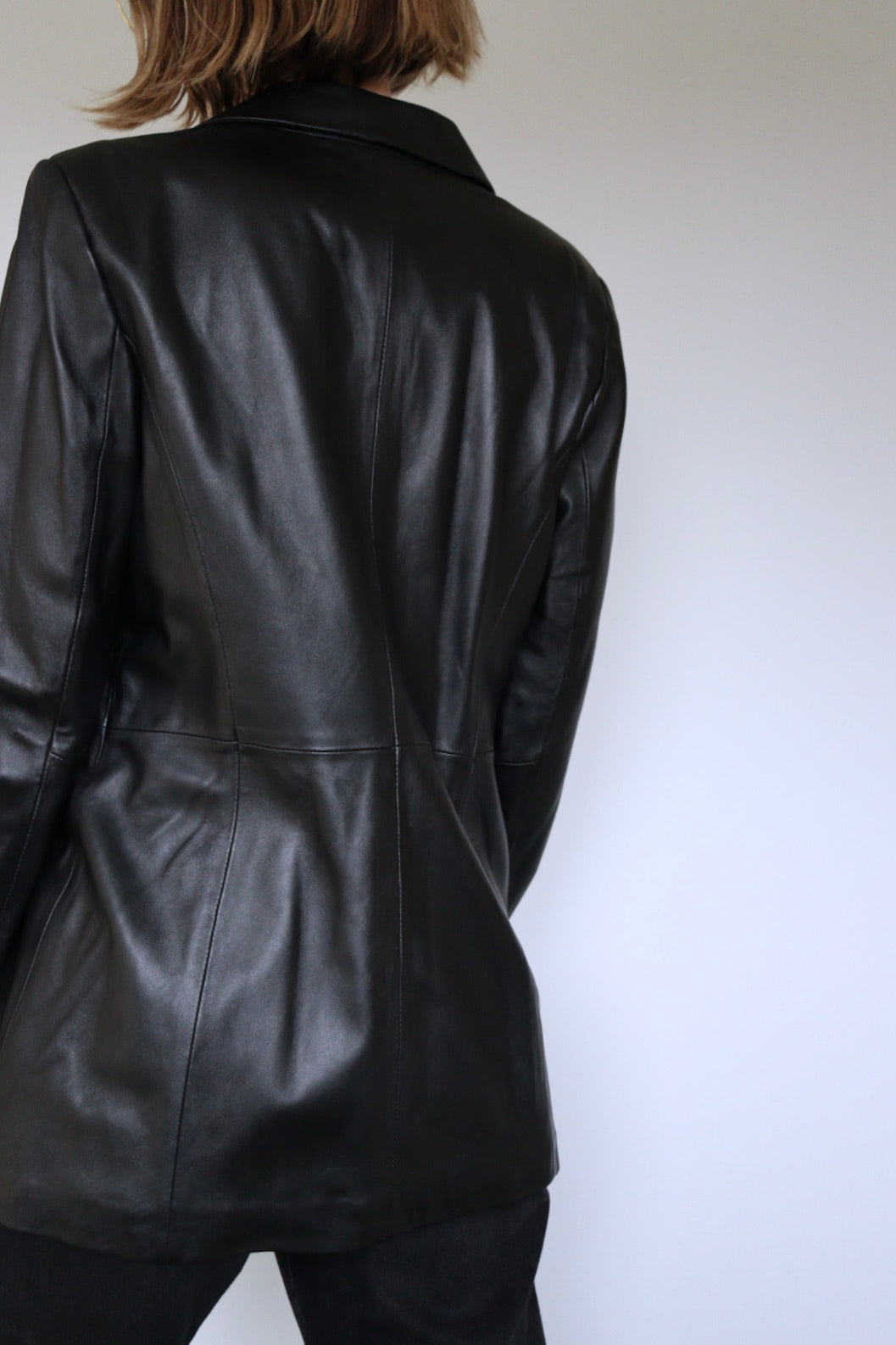The Black Blazer - vintage leather blazer - S up to M