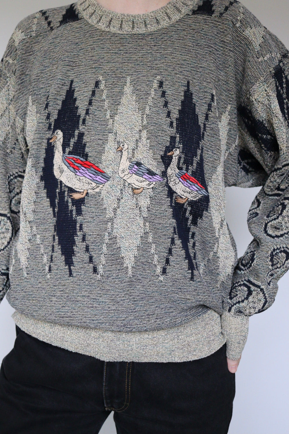 The Three Ducks - vintage Carlo Colucci knitted sweater - S up to L/XL