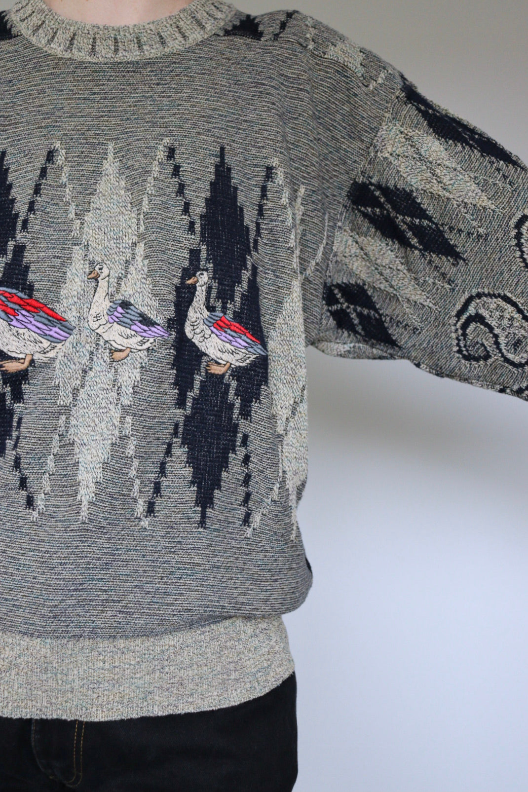 The Three Ducks - vintage Carlo Colucci knitted sweater - S up to L/XL