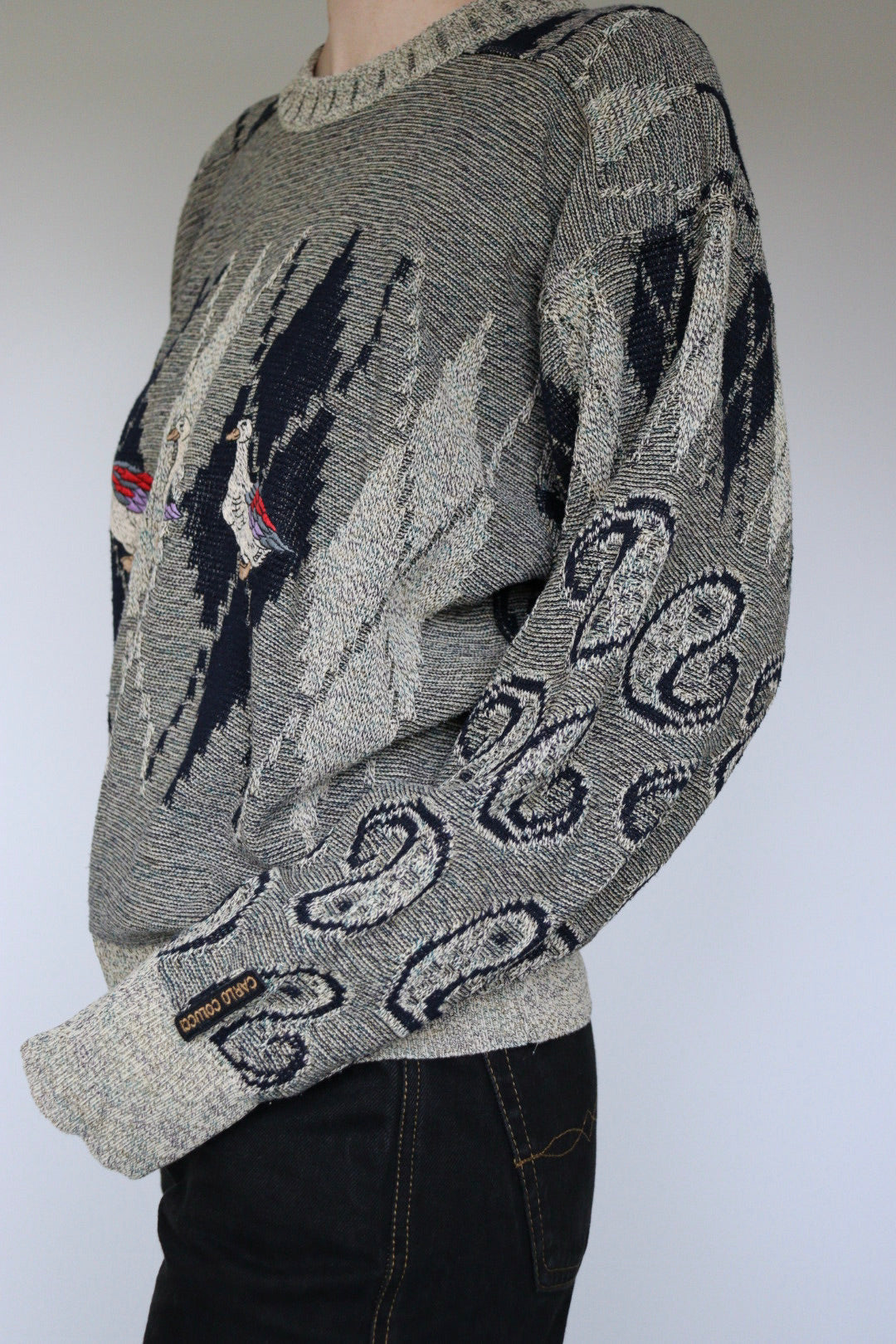 The Three Ducks - vintage Carlo Colucci knitted sweater - S up to L/XL