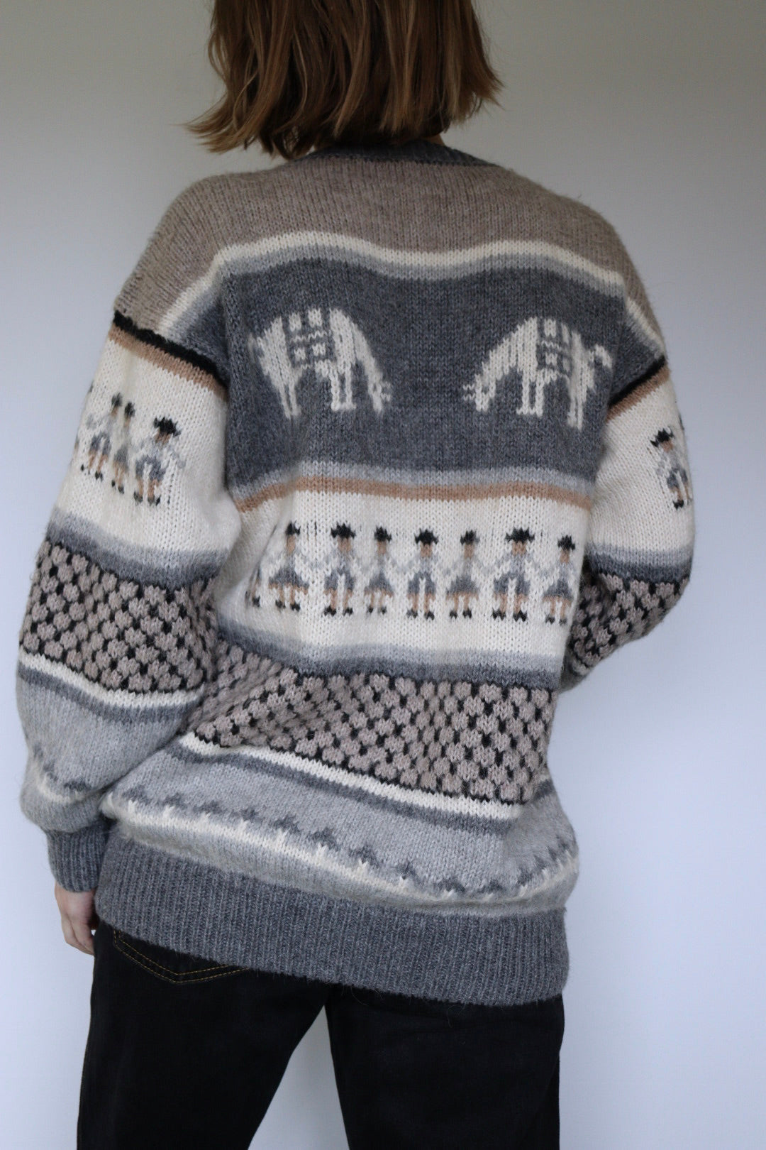 The Peruvian Cardigan - vintage knitted alpaca cardigan - S up to M/L
