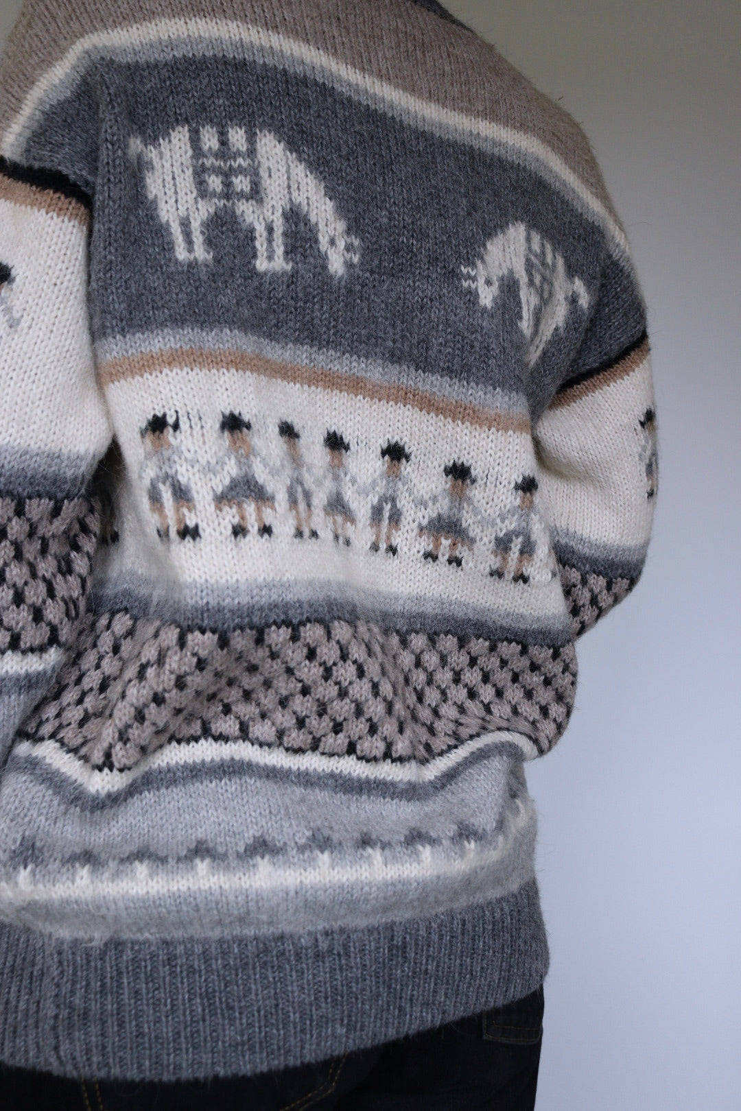 The Peruvian Cardigan - vintage knitted alpaca cardigan - S up to M/L