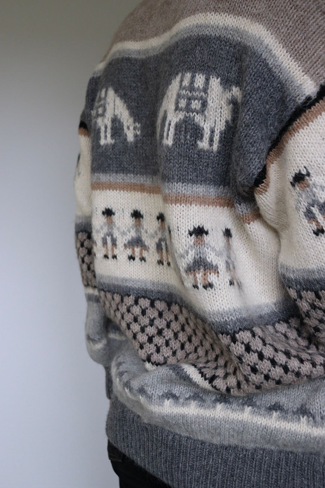 The Peruvian Cardigan - vintage knitted alpaca cardigan - S up to M/L