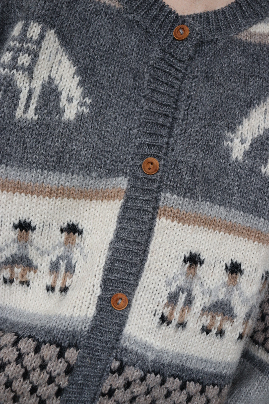 The Peruvian Cardigan - vintage knitted alpaca cardigan - S up to M/L