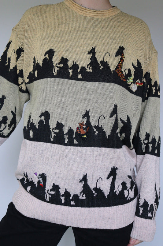 The 80's Animals - vintage Carlo Colucci knitted sweater - S up to L/XL