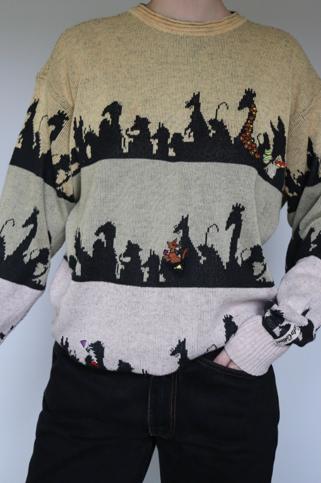 The 80's Animals - vintage Carlo Colucci knitted sweater - S up to L/XL