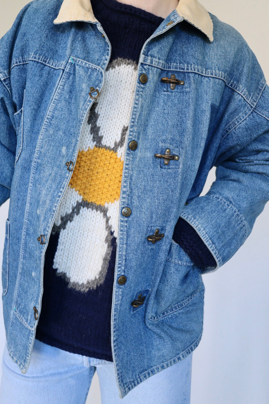 The Denim Barn - vintage denim jacket - S up to L