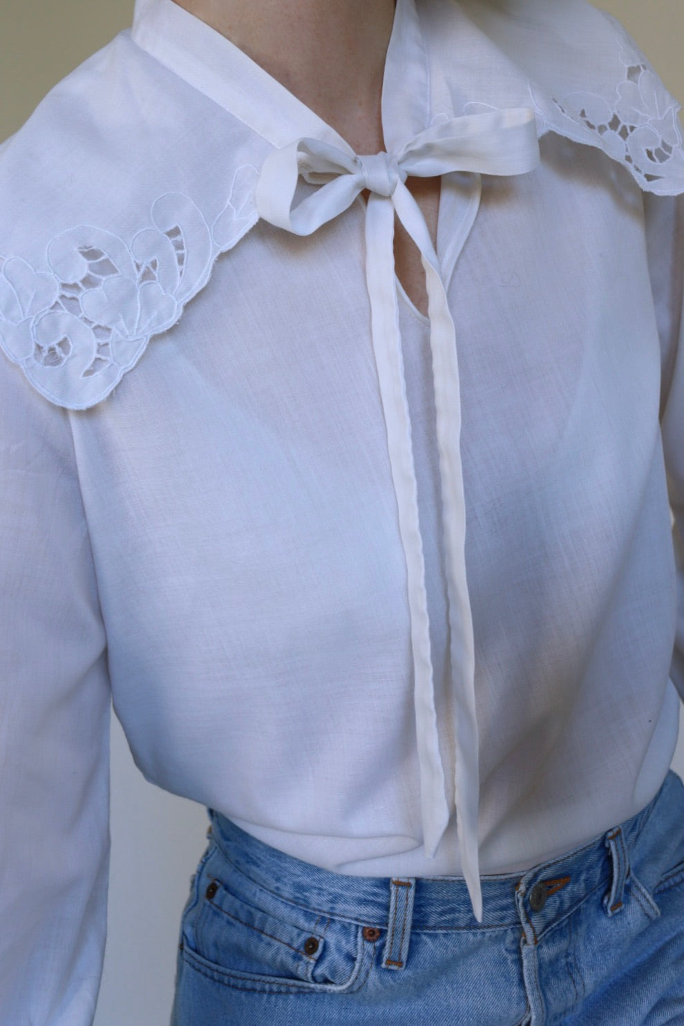 The Floral Collar - vintage cotton blouse - S up to M