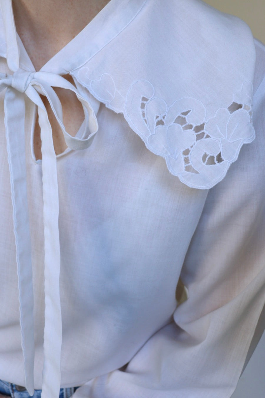 The Floral Collar - vintage cotton blouse - S up to M