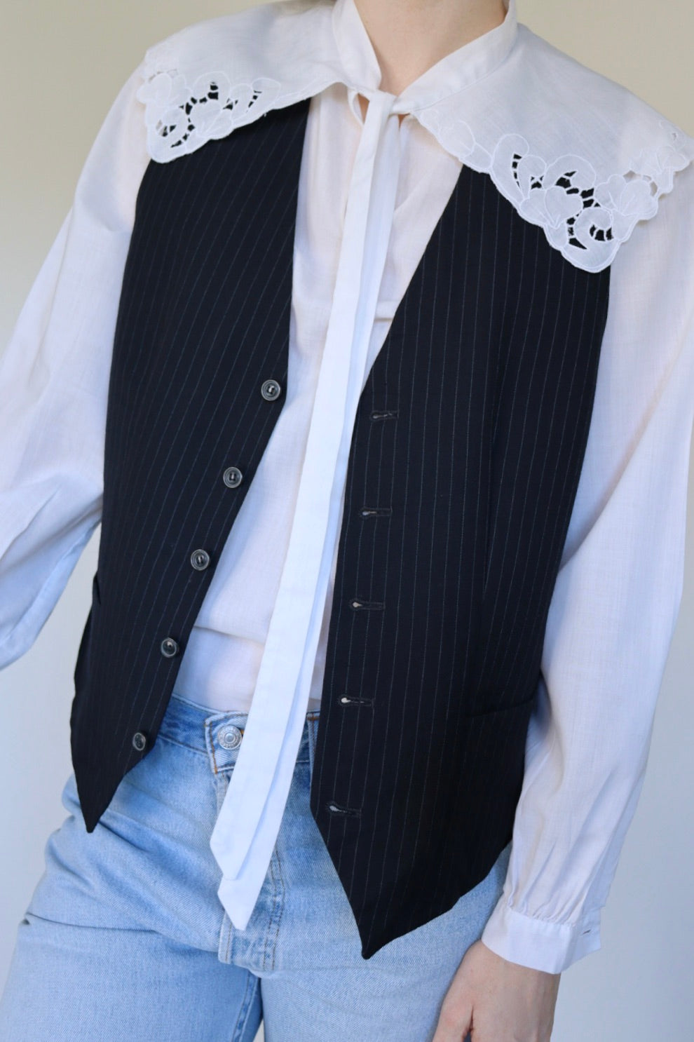 The Floral Collar - vintage cotton blouse - S up to M