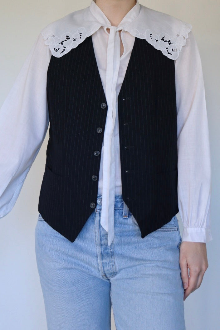 The Floral Collar - vintage cotton blouse - S up to M