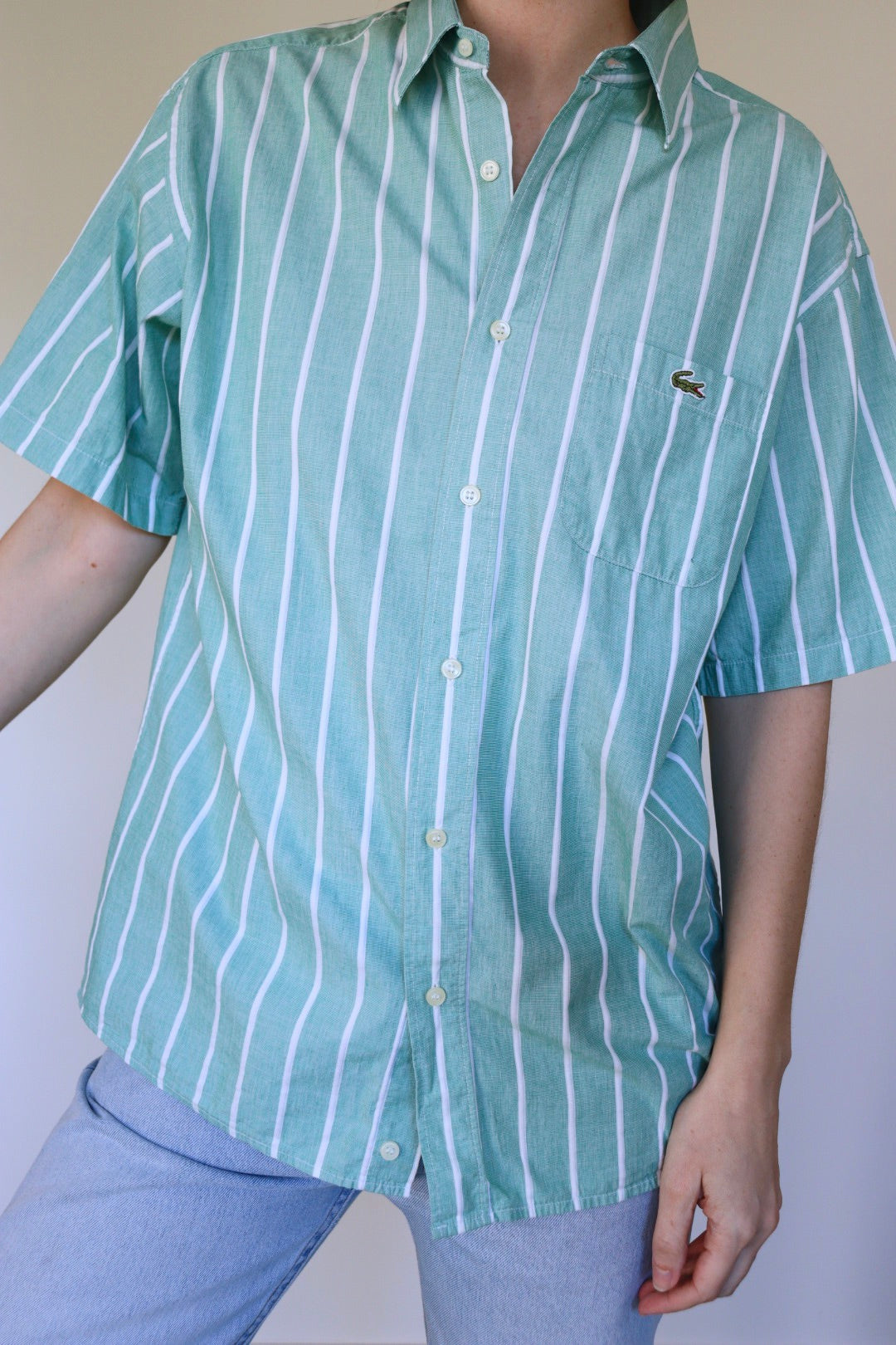 The Chemise Lacoste - vintage short sleeve blouse - S up to M
