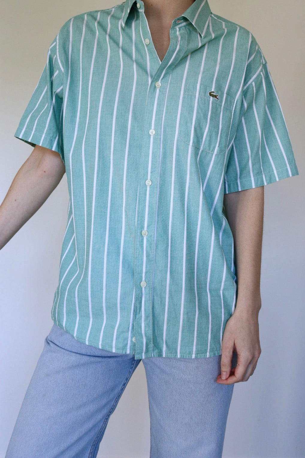 The Chemise Lacoste - vintage short sleeve blouse - S up to M