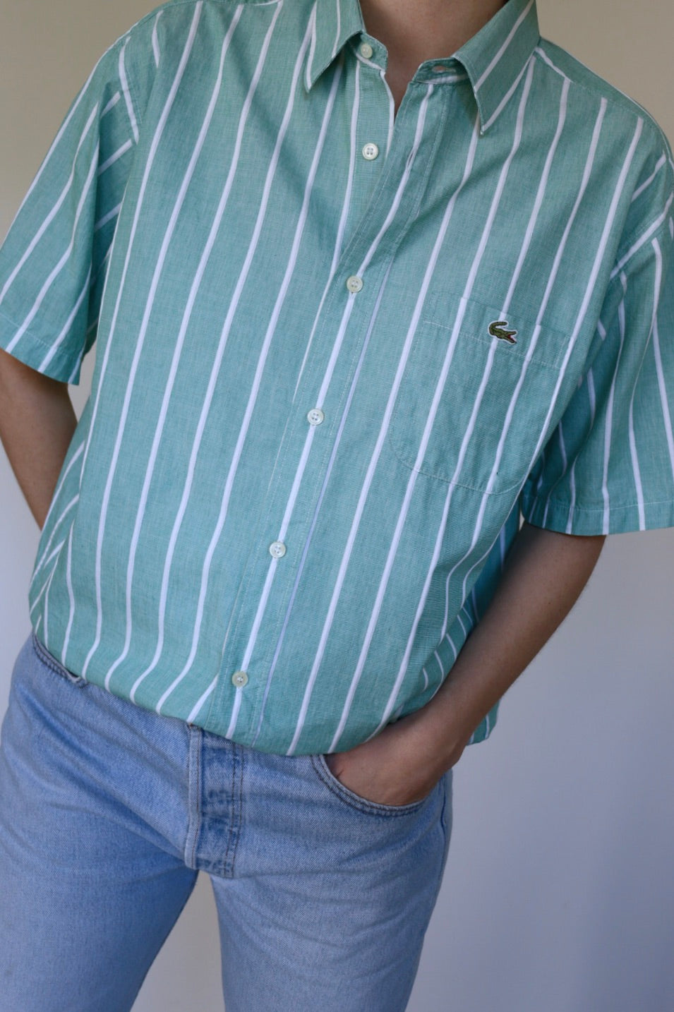 The Chemise Lacoste - vintage short sleeve blouse - S up to M